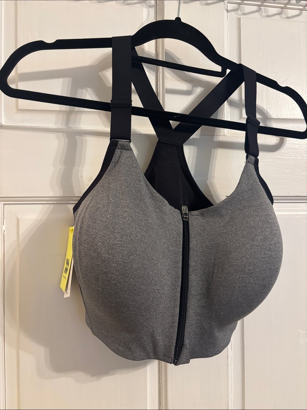 all in motion Grey Front-Zip High-Impact Sports Bra with Black Straps